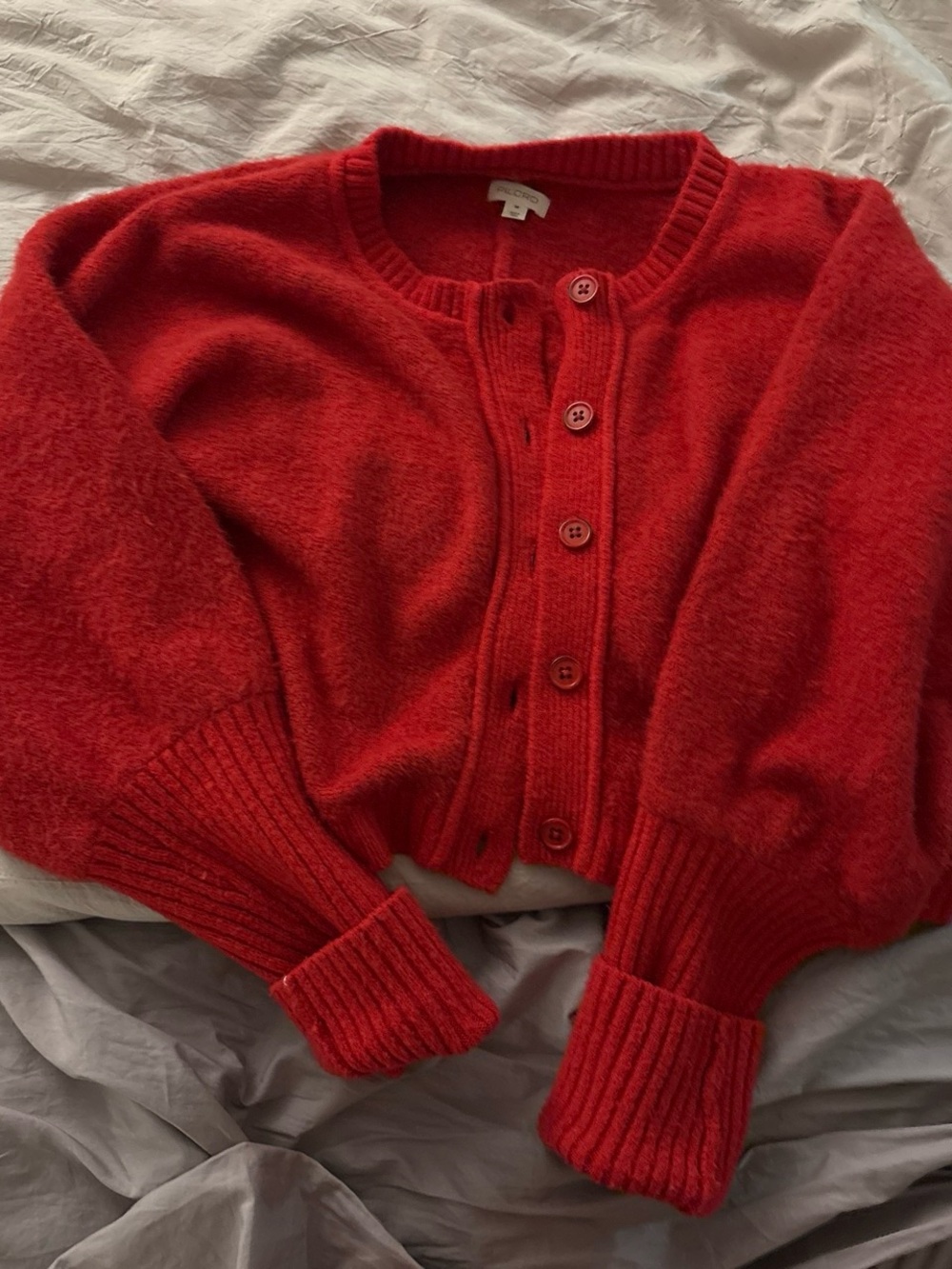 Anthropologie Vibrant Red Button-Front Cardigan